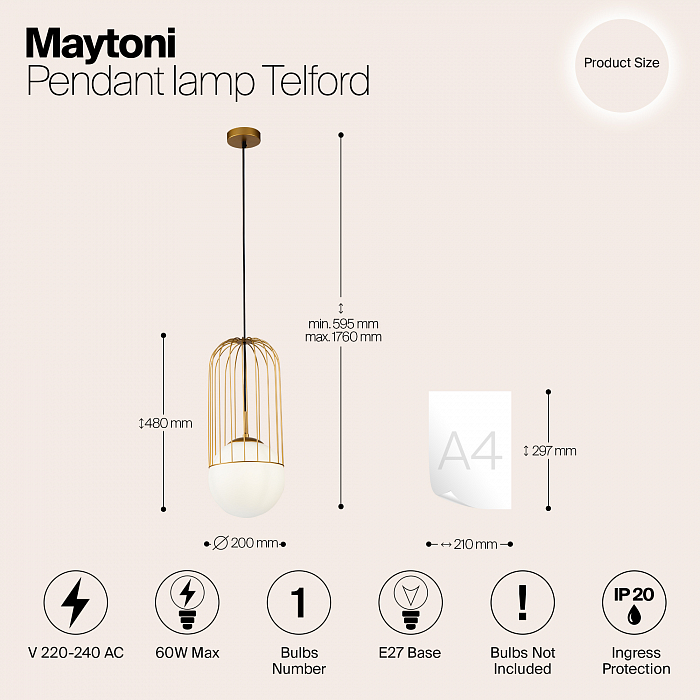 Светильник Maytoni P363PL-01G