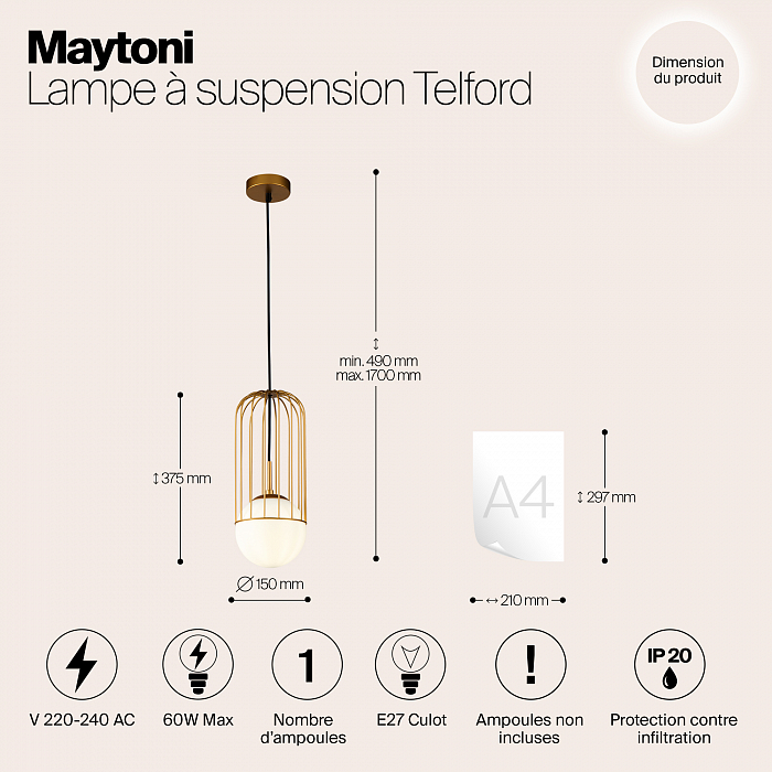 Светильник Maytoni P362PL-01G